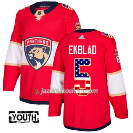 Lapsille NHL Florida Panthers Pelipaita Aaron Ekblad 5 Adidas 2017-2018 Punainen USA Flag Fashion Authentic